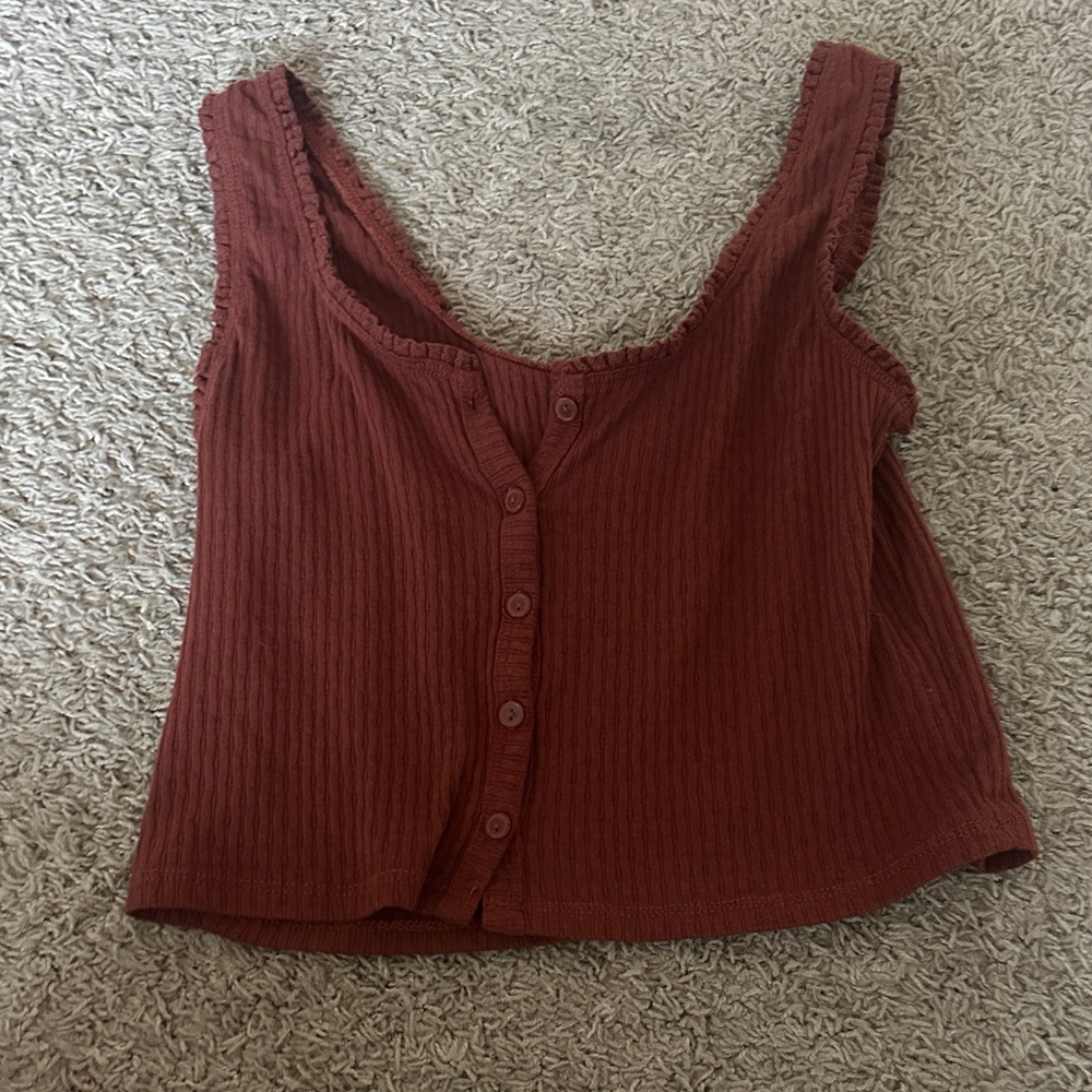 Rust Button-Up Sleeveless Top